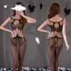 Susheng Lencería Sexy Medias Traje de Mujer Transparente Sexy Tentación Medias Abiertas Uniforme Combinación de Ropa de Red W