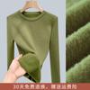 Camiseta Base de Punto para Mujer 2025 Nueva Ropa de Mujer Color Sólido Cuello Redondo Gruesa Forrada de Felpa Suéter Pulóver Cálida Capa Interior Top