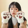 Guantes de Oso de Peluche con Mitones Cortos para Mujer, Invierno al Aire Libre, Engrosados, Cálidos, a Prueba de Frío, Estudiante, Guantes de Garra de Gato de Dibujos Animados