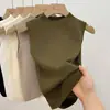 Camisole de malha com gola alta para mulheres, novo estilo para o início do outono de 2026, peça básica, top sem mangas, colete de outer wear preguiçoso