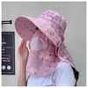 Sombrero de Pescador con Protección Solar para Mujeres, Protección UV, Sombrilla, Protección para el Cuello, Chal, Sombrero de Pescador, Se Puede Atar en una Cola de Caballo, Ala Ancha, Protección Solar, Tendencia Caliente