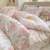 Juego de ropa de cama de cuatro piezas 100% algodón, algodón puro, nuevo estilo 2026, diseño fresco y sencillo, adecuado para habitaciones de estudiantes, incluye sábana bajera y funda de edredón, juego de tres piezas, para todas las estaciones