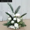 Placa de fundo vermelho para casamento palco floral fileira de flores de palco placa KT floral flor amarrada fileira de flores de banquete de casamento flor artificial