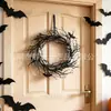 Corona de ramas secas de Halloween, cuervo brillante, ramas espinosas, accesorios de casa embrujada negra, decoraciones colgantes, decoración para ambientación de sala de escape