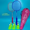 Raquete de Badminton para Crianças de 3 a 12 Anos Alunos do Ensino Fundamental Uso para Iniciantes Masculino Feminino Raquete Dupla Pequena Adulto Criança Conjunto de Duas Peças