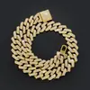 Colar de Liga Europeu e Americano Transfronteiriço com Rombos Totalmente Cravejados 20mm Corrente Cubana Estilo Rock Hip-Hop Moda Personalidade Joia