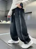 Calça jeans masculina, coleção primavera/outono, novo estilo 2026, para crianças e meninos mais velhos, calça comprida de modelagem solta, estilo reto, moderna