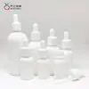 Botella de vidrio blanco porcelana con fondo grueso para aceite esencial, 10-100 ml, botella de líquido esencia aceite esencia, sub-embotellado de cosméticos