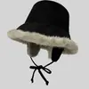 Sombrero de Pescador con Protección para las Orejas de Felpa Otoño e Invierno Sombrero de Cubeta Grueso Abrigador Impermeable al Viento de Gamuza Sombrero de Invierno para Exteriores Resistente al Frío para Hombres y Mujeres