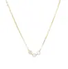 Collar de Tres Piedras Chapado en Plata de Ley S925 con Oro de 18 Quilates, Estilo Japonés Exquisito Nicho Estilo Ins Minimalista Brillante Cadena para Clavícula Gargantilla