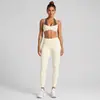 Conjunto de fitness transfronterizo con sujetador deportivo tipo dos piezas con cuello halter, secado rápido, conjunto de pantalones deportivos para correr al aire libre, fitness, yoga