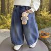 Conjunto de Otoño para Niña 2025 Nuevo Estilo Coreano Celebridad de Internet Dibujos Animados Infantiles Camiseta Básica de Manga Larga Camiseta Jeans Retro