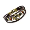 Pulsera de Cuero Punk Ancla Europea y Americana, Pulsera Tejida de Aleación Estilo Náutico, Joyería Transfronteriza Vintage Unisex