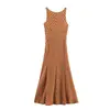 Vestido de Verão Estilo Europeu Nova Moda Elegante Sexy Menina Quente Sem Costas Listrado Sem Mangas