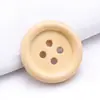 Botões de Madeira de Quatro Furos com Bordas Largas e Finas, Bordas Chanfradas e Linhas Pontilhadas, com Logo Personalizado Gravado a Laser, para Camisas e Cardigans, Botões Decorativos Costurados à Mão