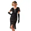 S-4XL Transfronterizo Vestido de Lentejuelas Estilo Gatsby de los Años 20 Vestido de Gala Fiesta Danza Latina Disfraz Retro con Flecos