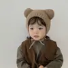 Bonitos Sombreros de Punto Estilo Coreano para Bebés y Niños Pequeños, Sombreros de Lana con Cordones para Otoño e Invierno, Sombreros con Protección para las Orejas para Niños y Niñas