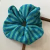 Scrunchie de Tricô de Lã Listrado Similar ao Estilo de Blogueira, Novo Acessório de Cabelo de Alto Padrão Outono e Inverno Elástico de Cabelo