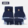 Luvas térmicas de inverno de malha, com meio dedo, para homens, à prova de vento para atividades ao ar livre, tela sensível ao toque, flip, pelúcia, estilo coreano, para estudantes, escrita