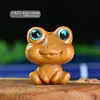 Colgante de Rana de Ojos Grandes Tallada en Palo de Rosa Rana de Dibujos Animados de Sándalo Verde Colgante para Llavero de Sándalo Accesorios para Bolsos DIY