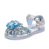Novas Sandálias para Meninas 2025 Verão Estilo Coreano Sapatos Infantis Laço Grande Strass Sapatos de Princesa para Dança Sandálias de Bico Fechado