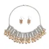Nuevo Conjunto de Collar y Pendientes de Moda Bohemio Retro Estilo Étnico del Sudeste Asiático con Perlas del Fabricante