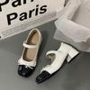 Zapatos Mary Jane de Estilo Hada Francés Primavera y Verano Nuevo Nicho Cómodos Tacón Grueso Zapatos de Tacón Alto Zapatos con Lazo Estilo Chanel