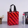Bolsa de folha de alumínio não tecida, bolsa de presente de aniversário, sacola de compras ecológica, bolsa tote para roupas com filme a laser personalizado, personalização 3D