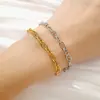 Conjunto de Colar e Pulseira em Aço Titânio Banhado a Ouro Estilo Europeu e Americano, Corrente de Clavícula Simples e Versátil, Acessórios de Moda Unissex