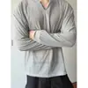 Top fino de manga larga calado estilo coreano para hombre y mujer, otoño, corte relajado, transpirable, holgado, elegante, versátil, top de moda casual