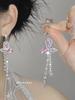 Aretes Colgantes de Borla de Gota de Agua de Flor de Zircón Estilo Bosque, Ganchos para Oreja Frescos y Simples, Aretes de Diseño Minimalista Versátiles de Moda