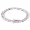 Pulsera de cadena de tenis de circón rosa de fila única transfronteriza europea y americana de 4.5m, pulsera versátil de hip-hop para hombres y mujeres, venta al por mayor