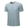 Camiseta deportiva de manga corta de secado rápido para hombre, cuello redondo, seda de hielo transpirable, adecuada para fitness, running, ocio al aire libre, top de color liso