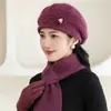 Invierno Nuevo Estilo Sombrero para Madre de Edad Media y Mayor Moda Orejas de Conejo Cálido Gorro Boina Lana Tejida Engrosada con Terciopelo para Mujer
