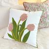 Almofada Decorativa Floral Estilo Francês Retro Luxo Leve Jardim de Monet, Estilo Pastoral, Almofada Rosa e Verde Delicada, Almofada para Sofá de Sala de Estar