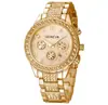 Relógio de pulso Geneva com pulseira de liga de aço cravejada de diamantes, estilo fashion, shopee falso, relógio de aço de três ponteiros com temperamento para mulheres