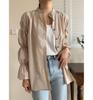 Camisa nova de design japonês e coreano Dongdaemun para primavera e outono, feminina, com mangas tipo lanterna, versão grande, top de nicho, feminina, nova para comércio exterior