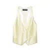 Comércio exterior transfronteiriço verão novo vestuário feminino, elegante top colete de design de lapela dupla sem mangas com decote em V