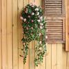 Vinha de Rosas Pendurada na Parede Flor Artificial Vinha Decoração de Parede da Sala de Estar Planta Verde Interior Arte Floral Flores Artificiais Decoração de Casa