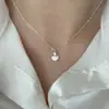 Collar de Amor Cepillado Mate Estilo Coreano para Mujer Plateado Cadena para Clavícula Dulce de Alta Gama Circonita Simple Nicho