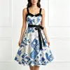 2026 Nuevo Modelo Vestido de Tirantes con Estampado Floral Artístico Vintage para Mujer, Impresión Digital 3D, para Comercio Electrónico Independiente y Amazon