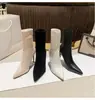 Novas botas femininas curtas para primavera e outono, de salto alto, novas botas curtas brancas de bico fino e salto médio, ajustadas