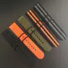 Fivela de anel redondo grossa estilo OTAN de duas seções, longa e curta, pulseira de nylon trançado com acabamento fosco jateado, fivela preta 18 20 22 24mm