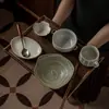 Estilo Japonés Wabi-Sabi Vajilla de Cerámica Gruesa para Comida Individual Set Restaurante B&B Tazón Cerámico Individual Plato Taza Hogar Tazón para Sopa y Fideos