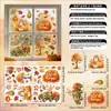 Pegatinas Estáticas de Animales de Dibujos Animados de Otoño para Vidrio, Sin Pegamento y Removibles, Pegatinas para Ventana de Calabaza y Hoja de Arce, Decoraciones de Ventana para Acción de Gracias