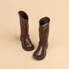 Moda Infantil Outono e Inverno 2025 Botas de Couro Botas de Inverno Novas para Meninas Botas Únicas da Moda para Crianças de Tamanho Médio e Grande