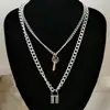 Collar de metal con candado punk retro transfronterizo europeo y americano para mujer, cadena de suéter Joker multicapa simple, en stock, venta al por mayor