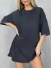 Camiseta de Manga Corta de Algodón Pesado Lavada al Agua Estilo Retro Americano Desgastado Verano Calle Alta Fresca Sencilla hiphop Top de Moda