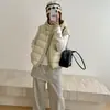 90 Plumas de Pato Branco Tricô Puffer Colete Acolchoado Feminino Roupa de Exterior 2026 Inverno Novo Colete Jaqueta Acolchoado com Capuz