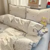 Juego de ropa de cama de algodón de dibujos animados de cuatro piezas, nueva funda nórdica con borde de algodón 100%, juego de tres piezas para cama de dormitorio de estudiante 4